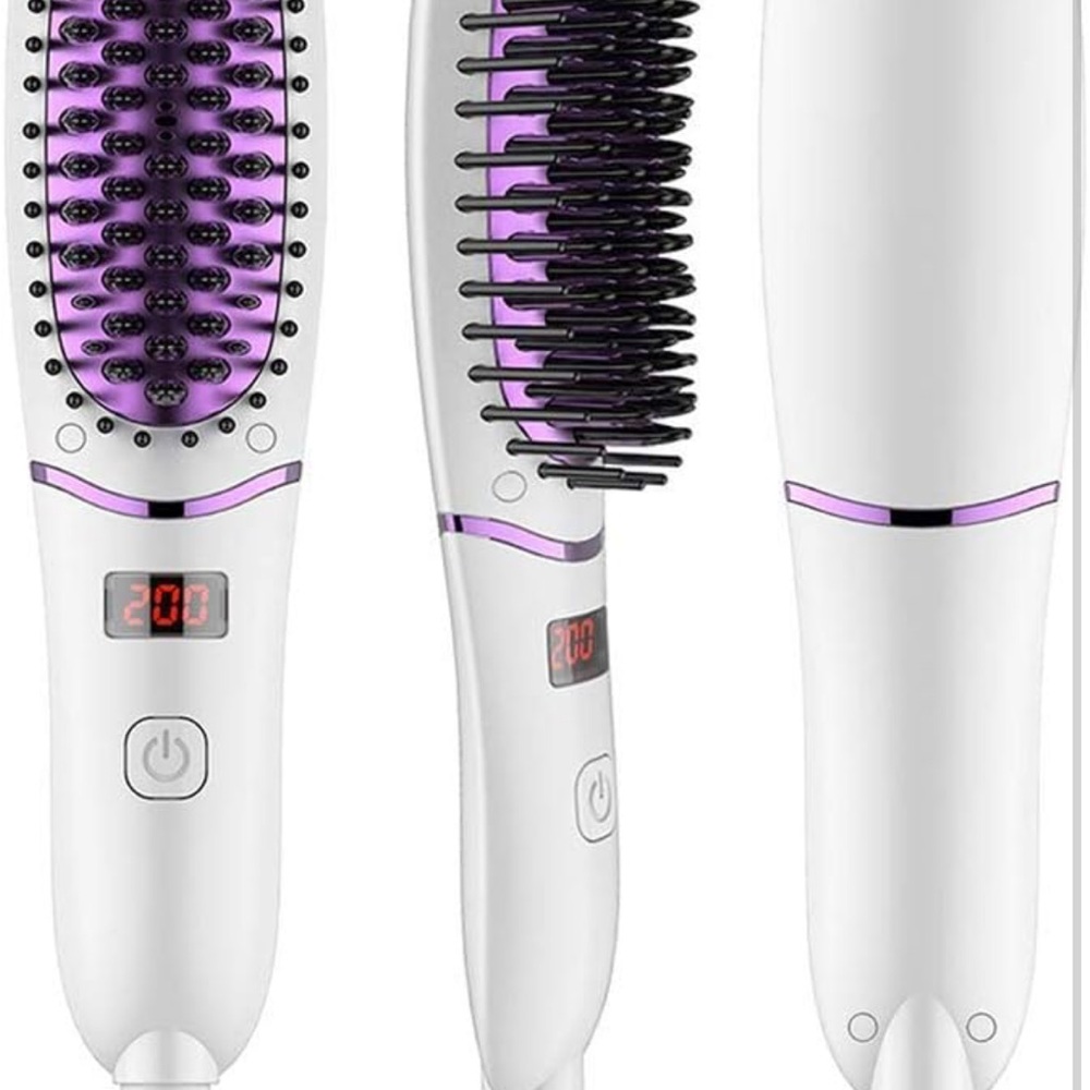 Purple and White Hair Styling Tool with Cylindrical Brush